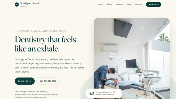 Northgate Dental homepage: Dental clinic, Calgary website designed by GoWebsited
