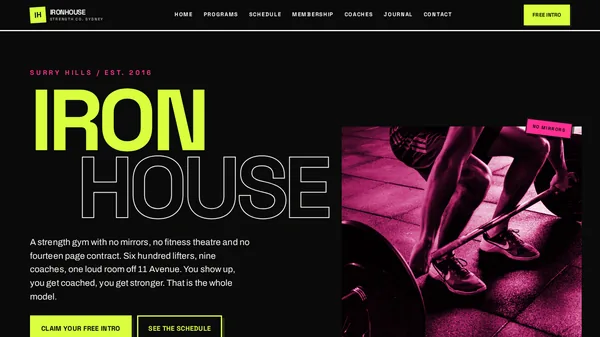 Ironhouse Strength Co. homepage: Strength gym, Sydney website designed by GoWebsited